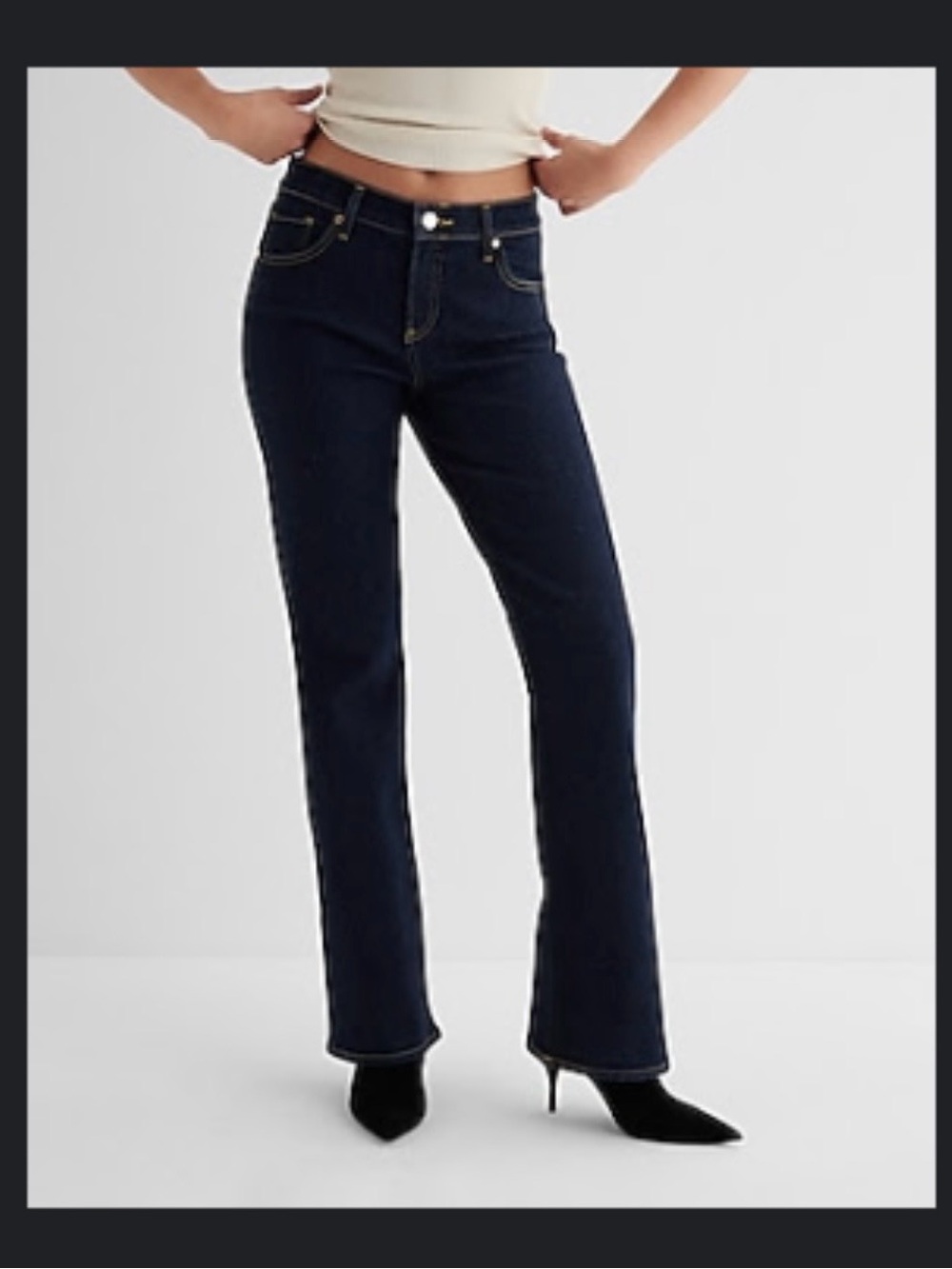 Express Mid Rise Rinse Bootcut Jeans - Picture 3 of 5